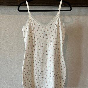 H&M Ribbed Cotton Fitted Floral Dress